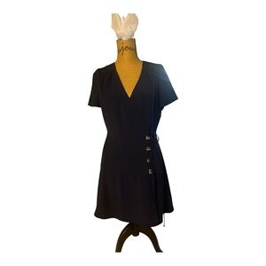 Elegant Navy Blue Wrap Dress